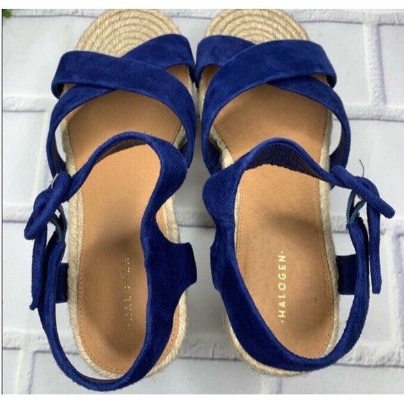 Halogen Emery Platform Espadrille Sandal In Navy Suede Women's Size 9 New - Picture 3 of 9